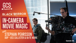 Stefan Pehrsson filming Black Mirror with camera rig on set of USS Callister
